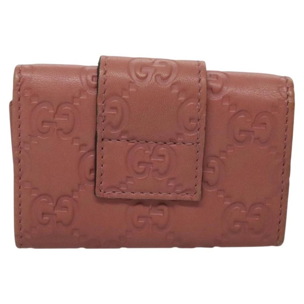 GUCCI GG Canvas Guccissima Key Case Leather Pink 203551 Auth am7751 - Picture 8 of 14